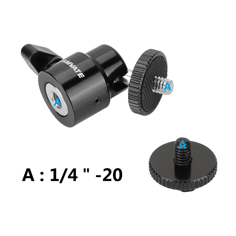 CAMVATE 1/4 Hot Shoe Mount Mini Ball Head Flash Bracket Holder Screw fr Camera Tripod
