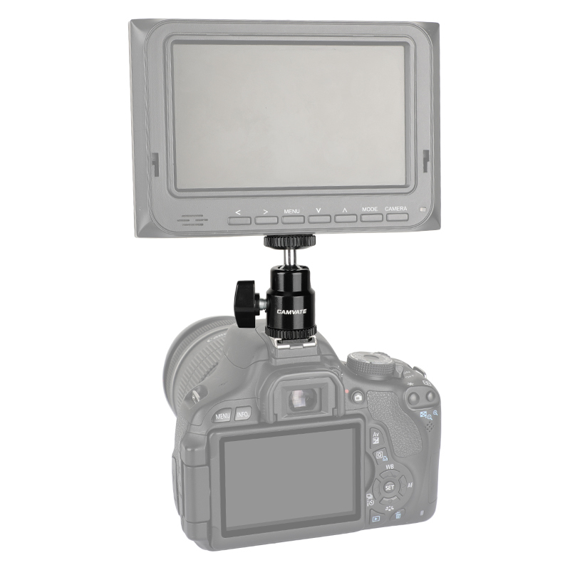 CAMVATE 1/4 Hot Shoe Mount Mini Ball Head Flash Bracket Holder Screw fr Camera Tripod