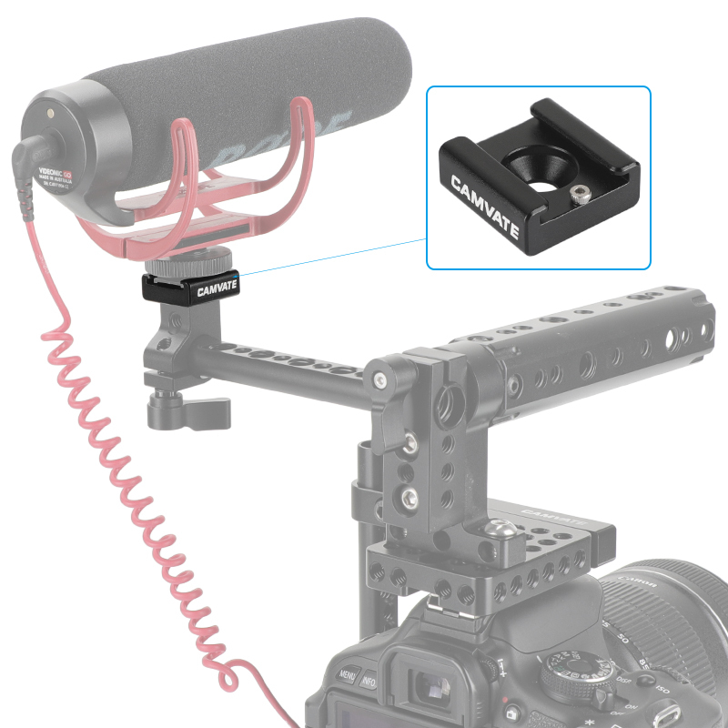 CAMVATE 2x1/4" Hot Cold Shoe Mount for Blackmagic DSLR Rig Video Light Cinema Camera Cage