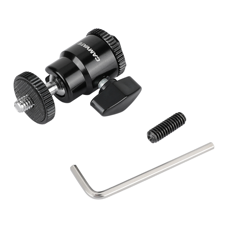 CAMVATE 1/4 Hot Shoe Mount Mini Ball Head Flash Bracket Holder Screw fr Camera Tripod