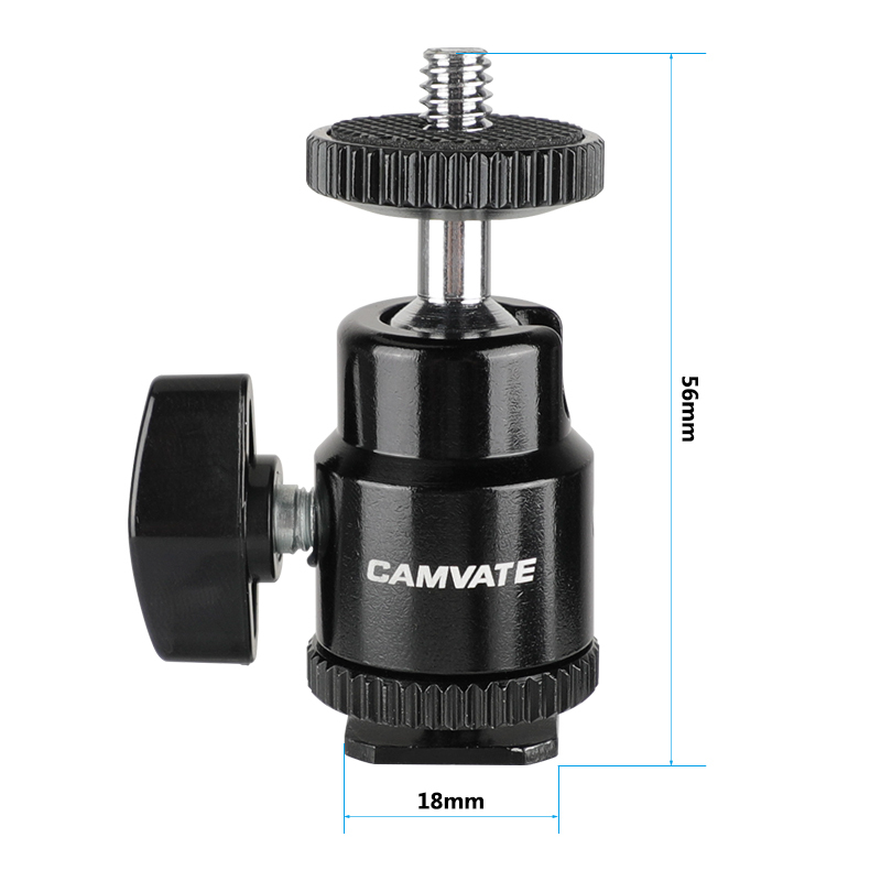 CAMVATE 1/4 Hot Shoe Mount Mini Ball Head Flash Bracket Holder Screw fr Camera Tripod