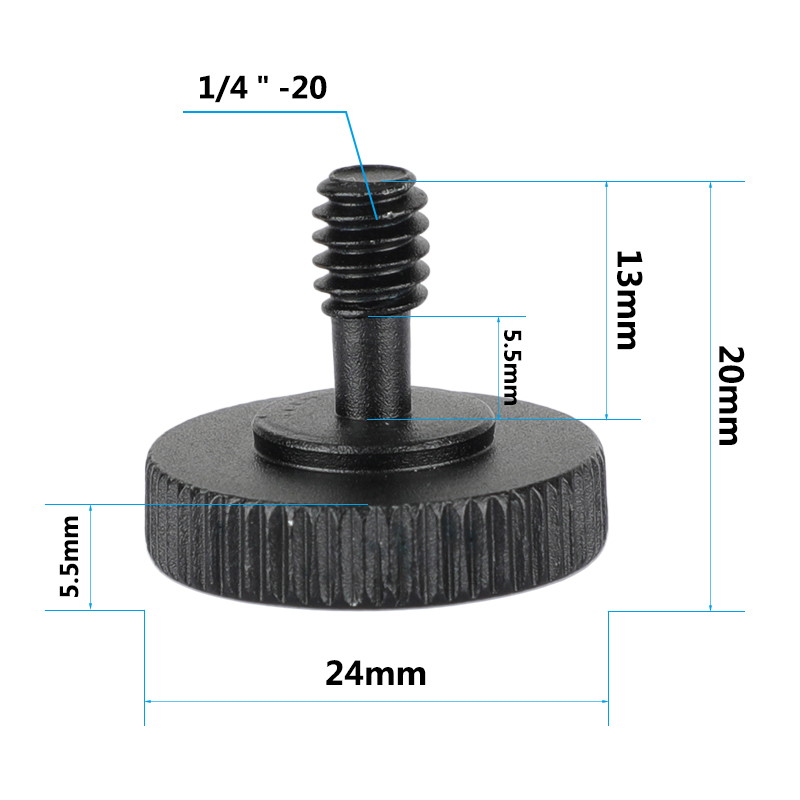 CAMVATE Black 1/4"-20 Thread Thumb Screw For DSLR Camera Cage Kit Accessories (A Packet Of 2 Pieces)