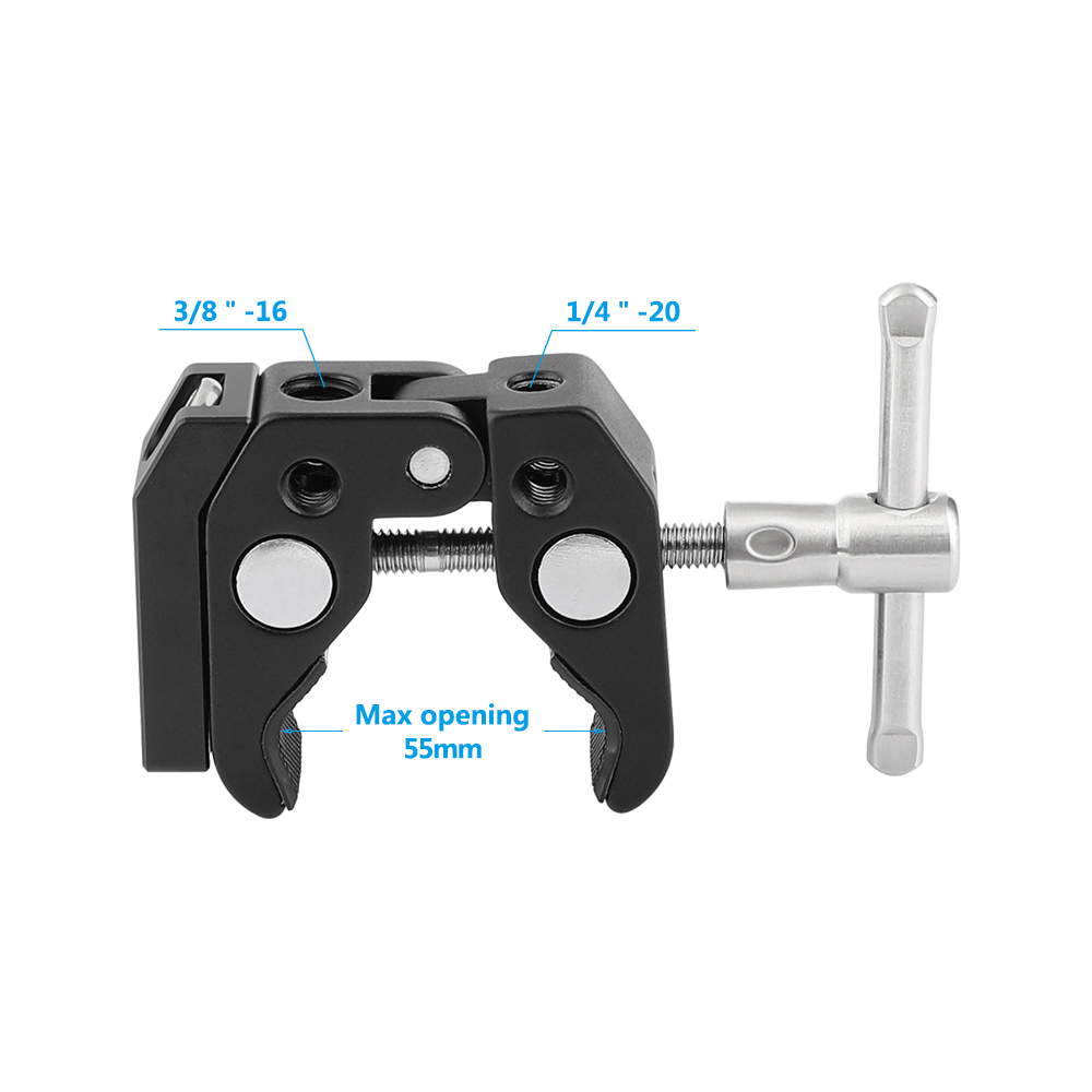 CAMVATE Versatile Super Crab Clamp With 1/4"-20 Mounting Points Extension Mini Plate For Additional Photographic Devices Accessories