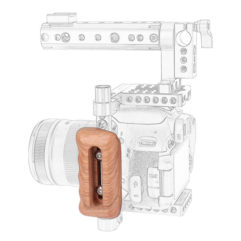 CAMVATE Simple Wooden Hand Grip (Left Side) With 1/4"-20 Mounting Groove For DSLR Camera Cage Kit