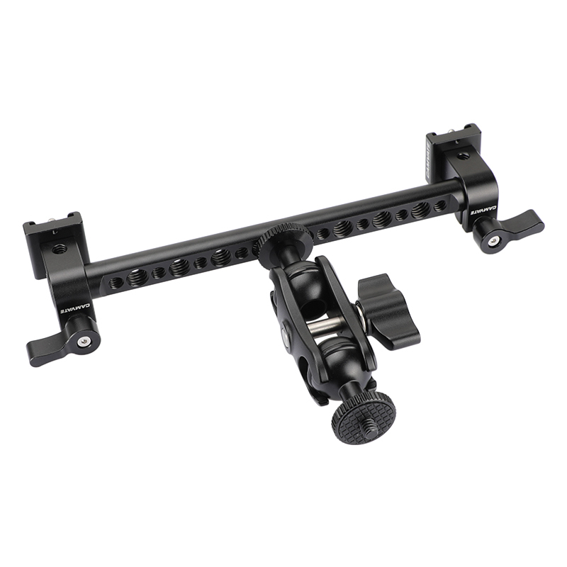 CAMVATE T-bar Bracket Arm With Central Adjustable Ball Head Holder 1/4" Screw Mount & Double-end Cold Shoe Mounts