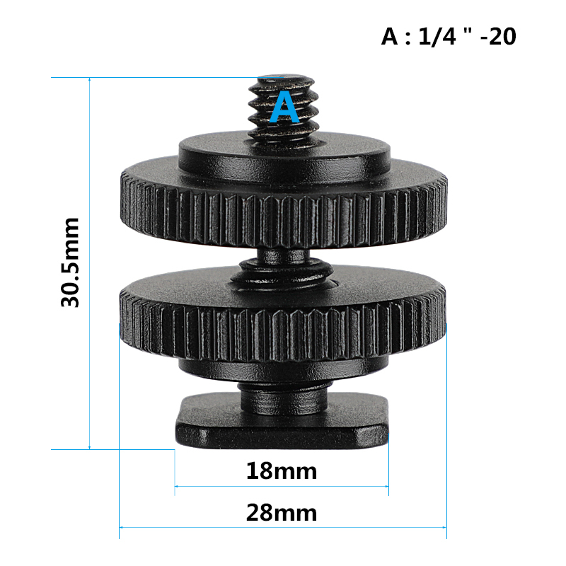 CAMVATE 1/4" Hot Cold Shoe Mount +1/4"-20 Tripod Screw to Flash Hot Shoe Mount Adapter