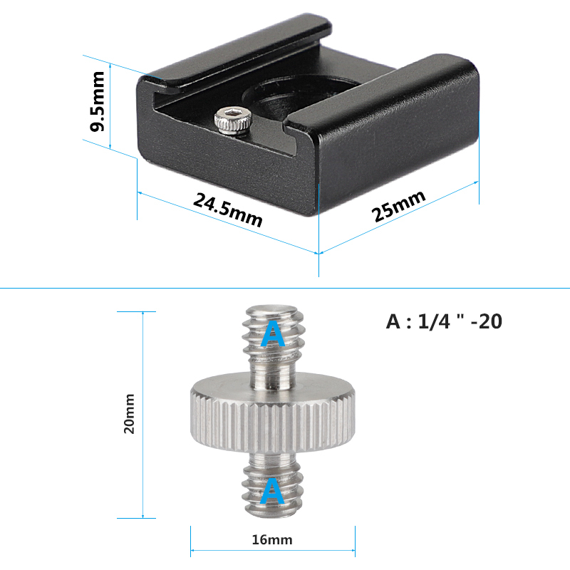 CAMVATE Shoe Mount & Cold Shoe Adapter And 1/4 to 1/4 tripod adapter