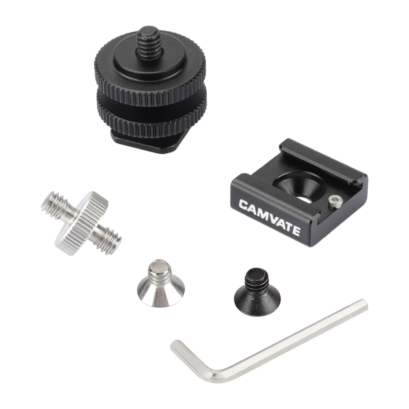 CAMVATE Shoe Mount & Cold Shoe Adapter And 1/4 to 1/4 tripod adapter