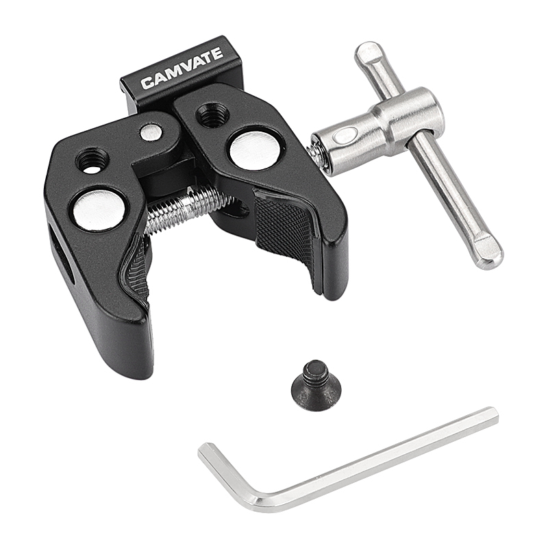 CAMVATE Super Clamp With 1/4" 3/8"Thread Hole Cold Shoe Mount