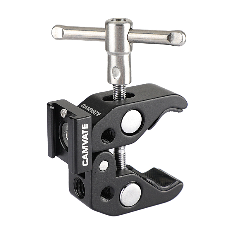 CAMVATE Super Clamp With 1/4" 3/8"Thread Hole Cold Shoe Mount