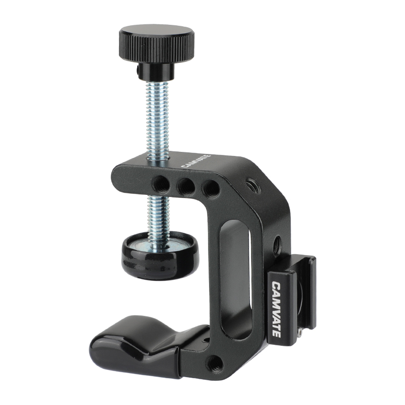 Universal C-Clamp Desktop Mount Holder Stand with Cold Hot Shoe Mount