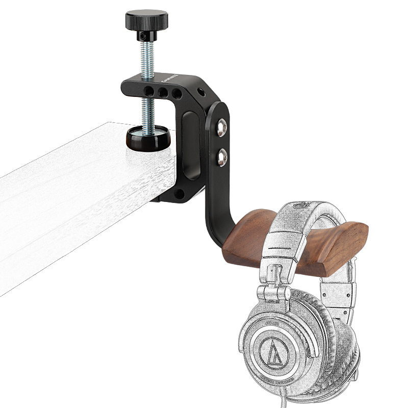 CAMVATE Universal Headphone Headset Stand Hanger (Wooden) With Heavy-duty C Clamp Grip
