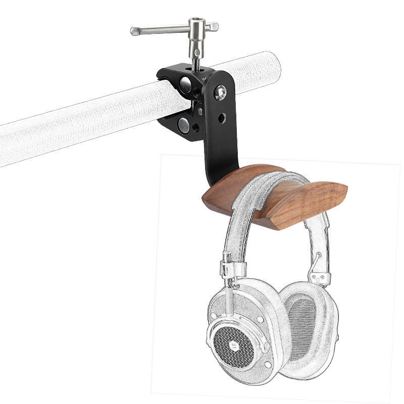 CAMVATE Universal Headphone Headset Stand Hanger (Wooden) With Versatile Super Crab Clamp