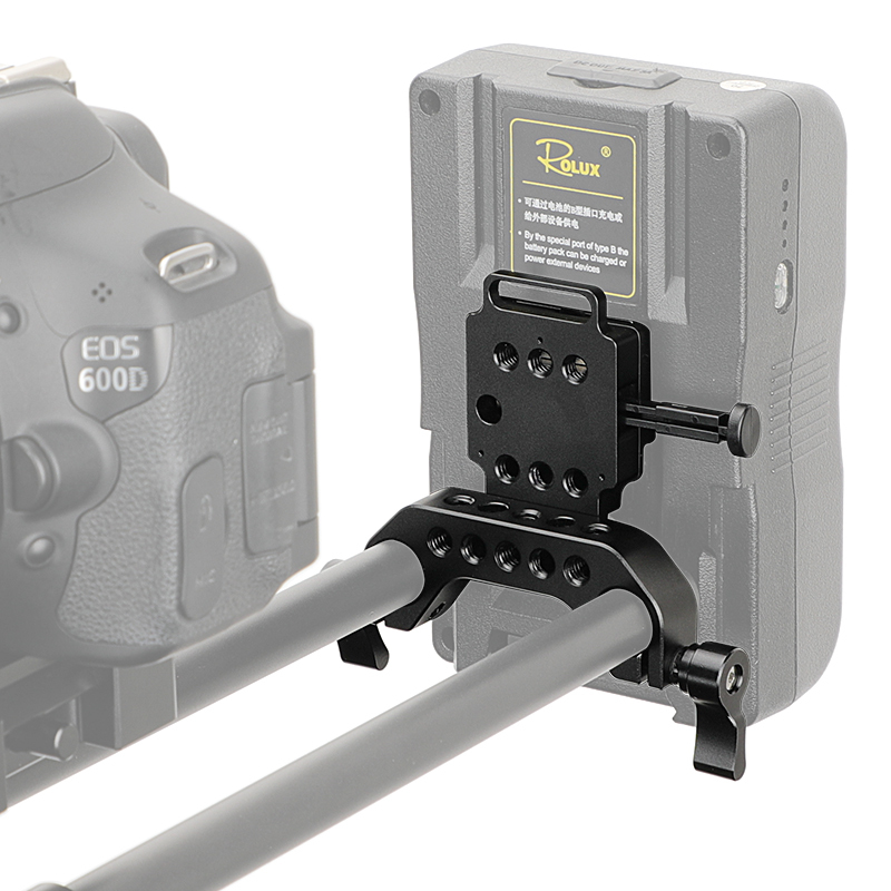 CAMVATE Small Handy V-Lock Female Quick Release Adapter With 15mm Railblock Rod Holder For Camera Cage Kit / Shoulder Rig