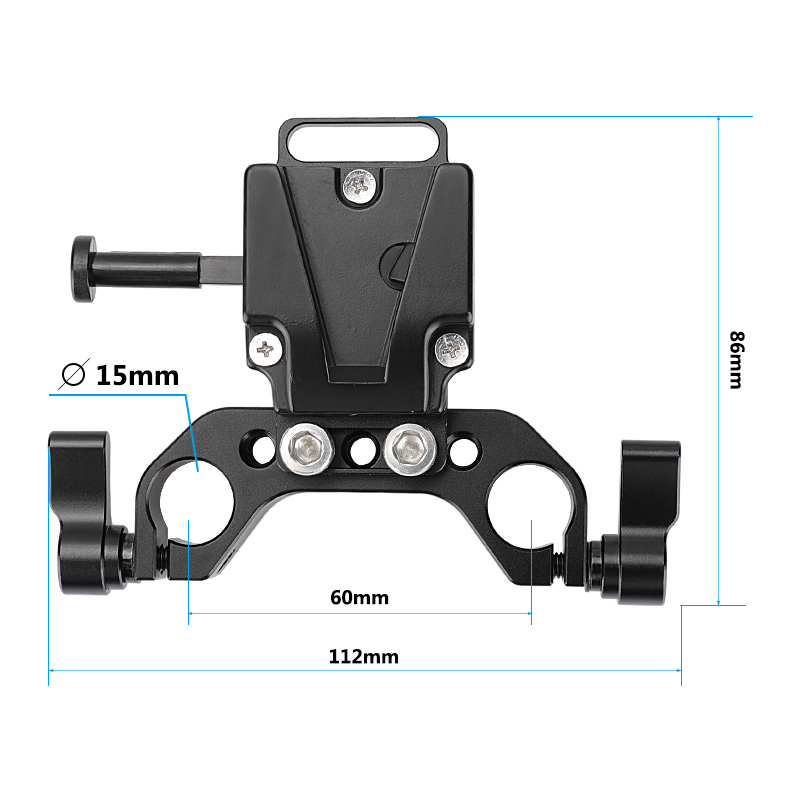 CAMVATE Small Handy V-Lock Female Quick Release Adapter With 15mm Railblock Rod Holder For Camera Cage Kit / Shoulder Rig