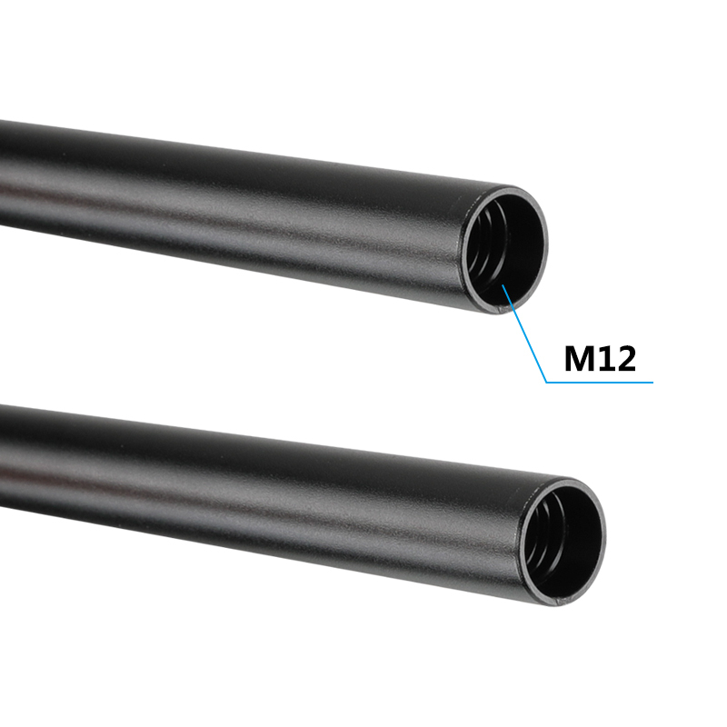 CAMVATE 250mm Standard 15mm Rod Pipe Aluminum Anodized M12 End (2 Tubes)
