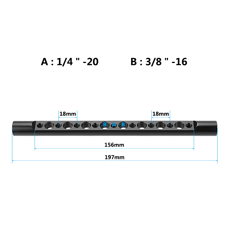 Camvate 15mm 197mm Cheese Rod with 1/4" 3/8" Thread For DSLR Rigs Camera Video Cage