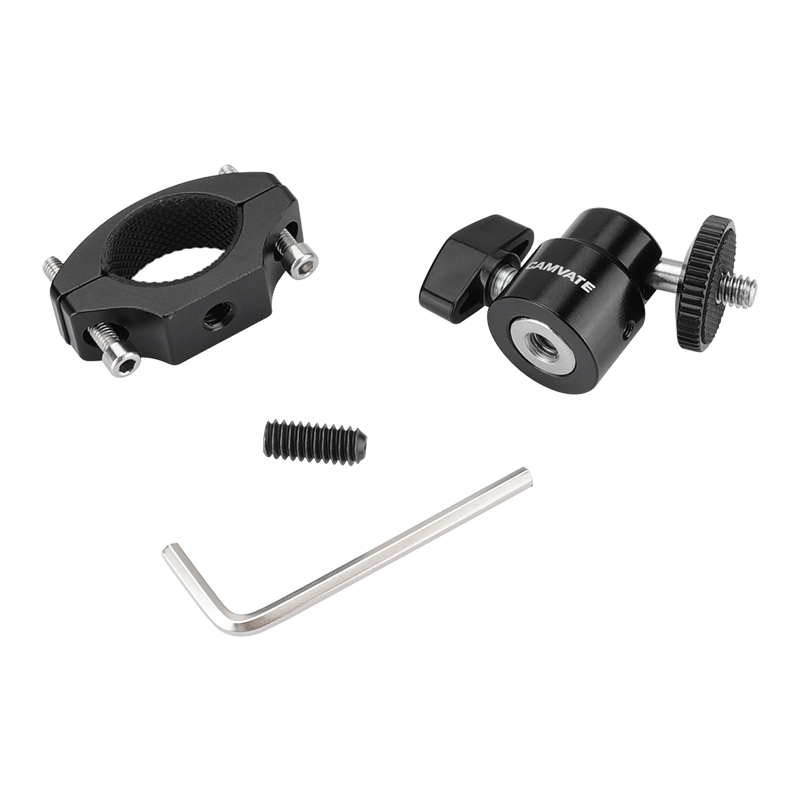 CAMVATE Rod Clamp Clip Mount Holder (18mm -32mm) With Adjustable Ball Head 1/4" Mounting Screw For Flashlight / GoPro Camera