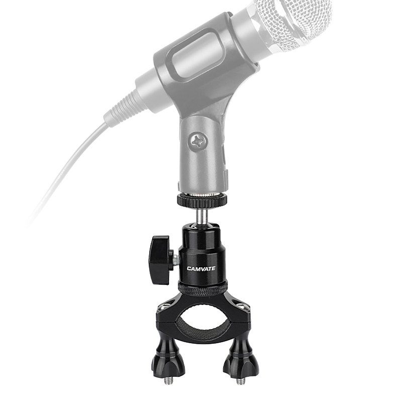 CAMVATE Rod Clamp Mount Holder (18mm -32mm) With Adjustable Ball Head & 5/8"-27 Male Thread Screw For Microphone Stand