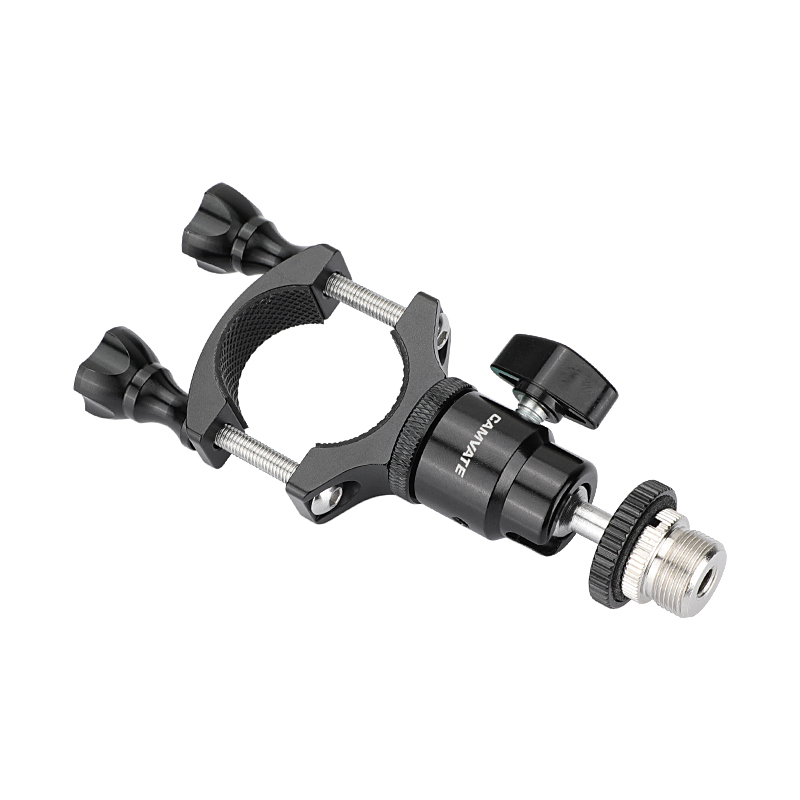CAMVATE Rod Clamp Mount Holder (18mm -32mm) With Adjustable Ball Head & 5/8"-27 Male Thread Screw For Microphone Stand