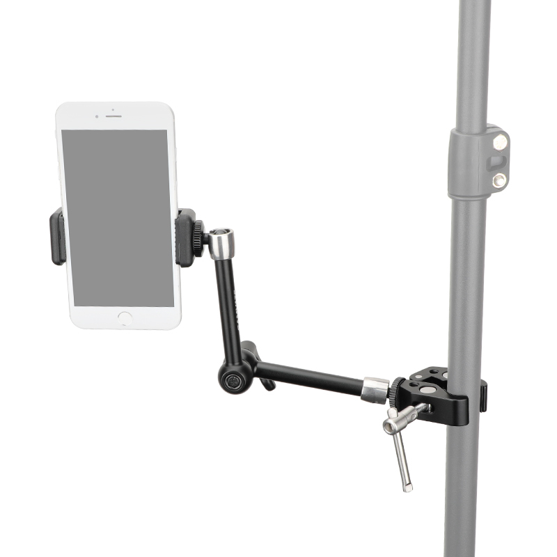CAMVATE Upgraded 11" Articulating Magic Arm + Super Crab Clamp + Smartphone Phone Clip + GoPro Monopod Mount Adapter