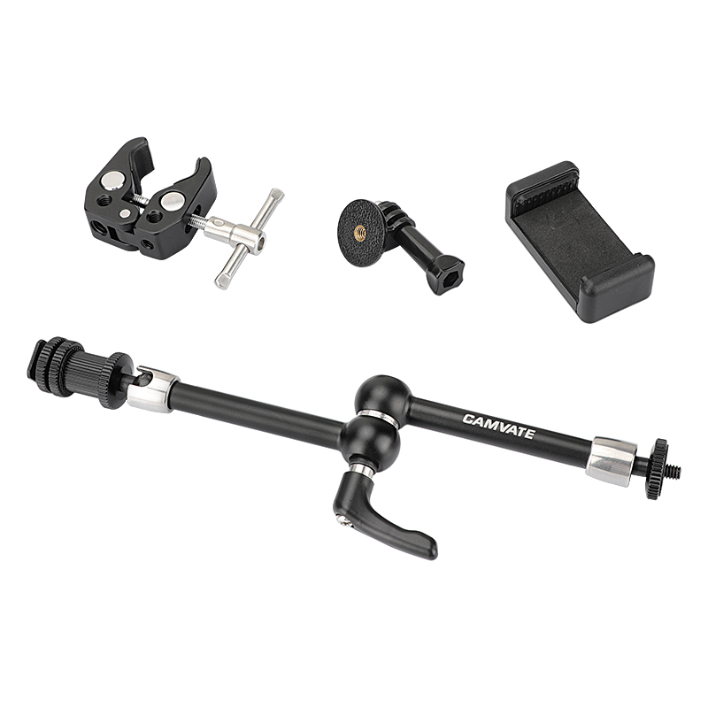 CAMVATE Upgraded 11" Articulating Magic Arm + Super Crab Clamp + Smartphone Phone Clip + GoPro Monopod Mount Adapter