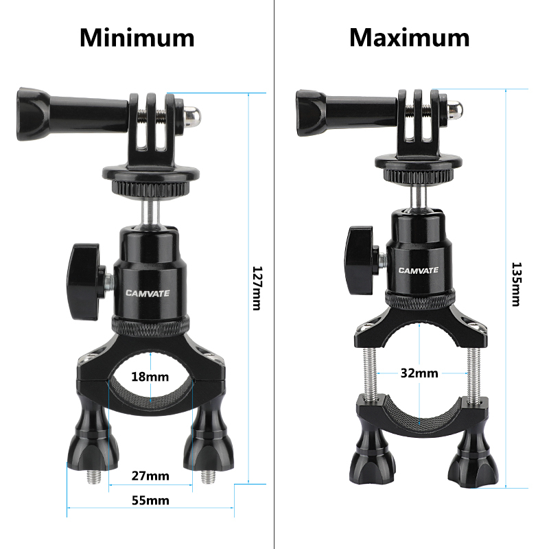 CAMVATE Rod Clamp Mount Holder (18mm -32mm) With Adjustable GoPro Monopod Mount Adapter For HD HERO 1 2 3 4