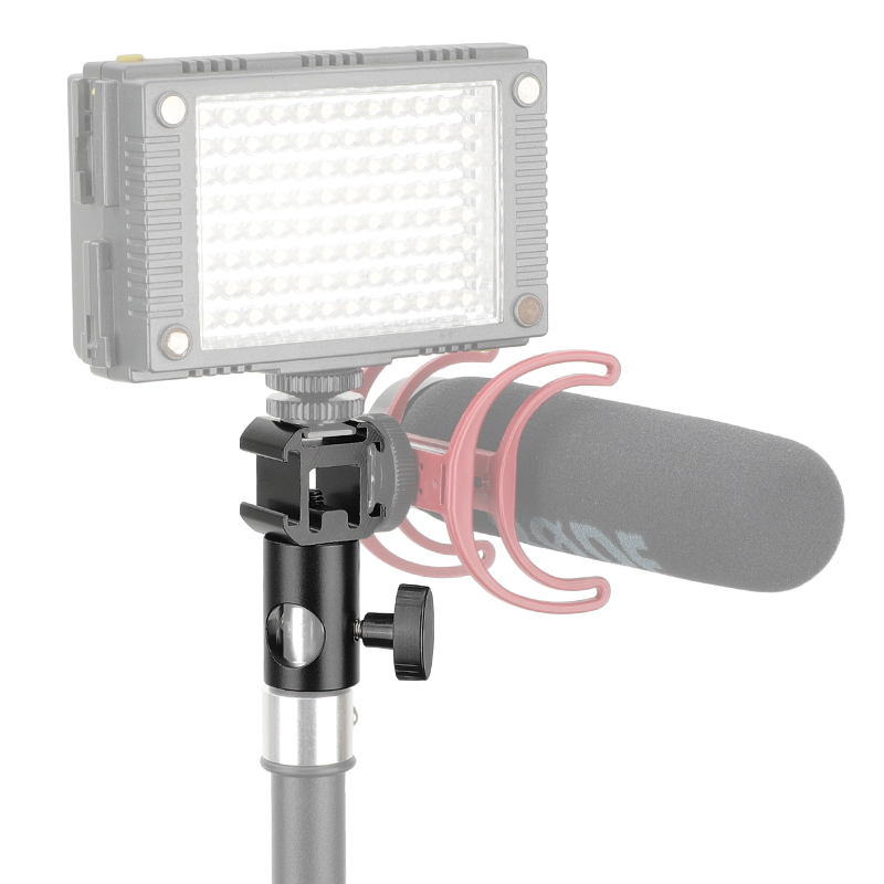 CAMVATE 16mm Light Stand Head With 3-Way Cold Shoe Mount Bundle