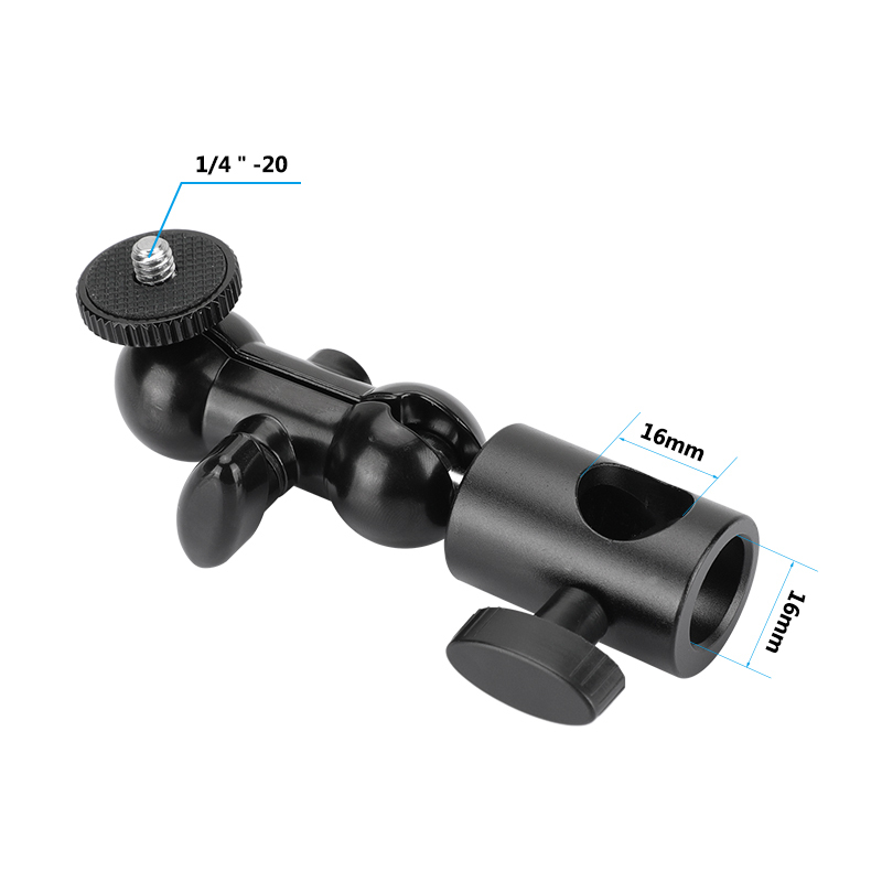CAMVATE 16mm Light Stand Head Adapter With 1/4"-20 Thumbscrew Mini Ball Head Support