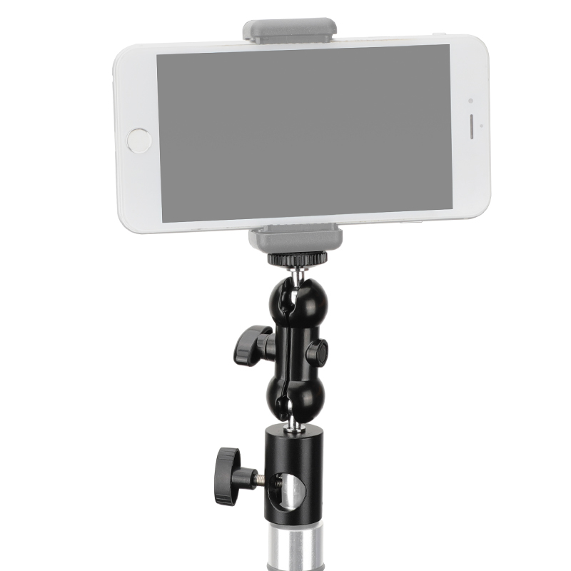 CAMVATE 16mm Light Stand Head Adapter With 1/4"-20 Thumbscrew Mini Ball Head Support