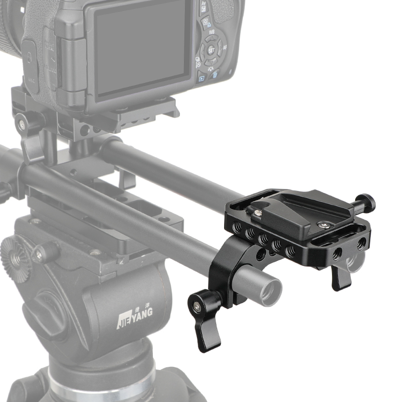 CAMVATE Compact V-Lock Female Quick Release Adapter With 15mm Railblock Rod Holder For Camera Cage Kit / Shoulder Rig