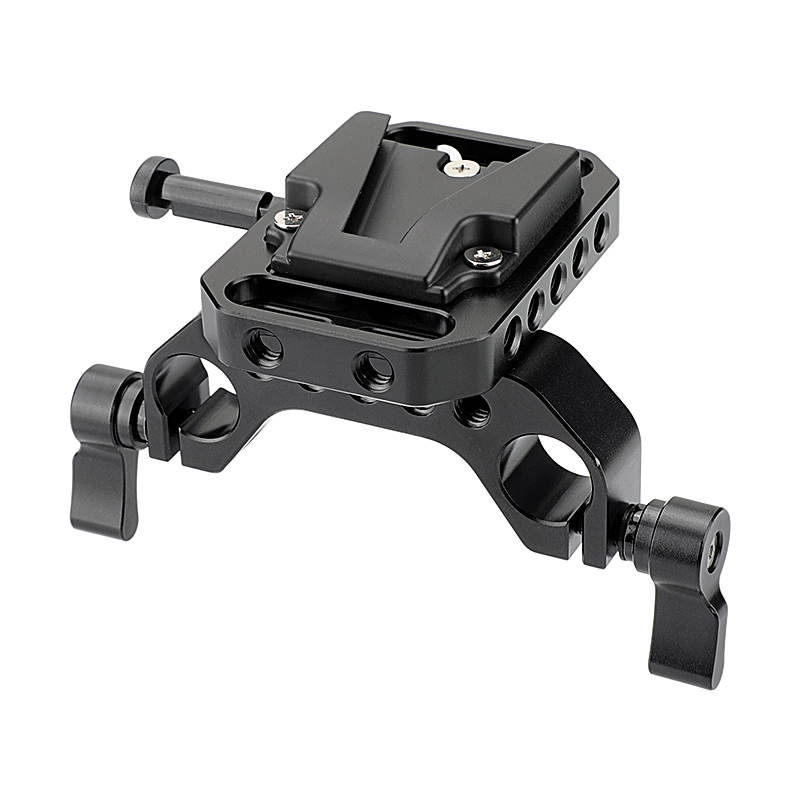 CAMVATE Compact V-Lock Female Quick Release Adapter With 15mm Railblock Rod Holder For Camera Cage Kit / Shoulder Rig