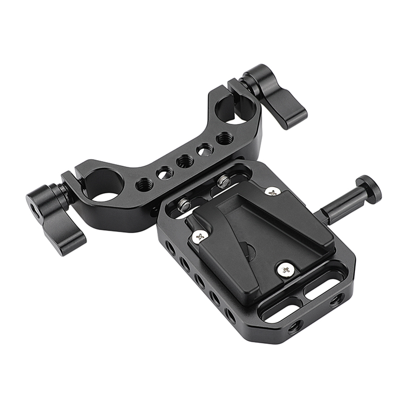 CAMVATE Compact V-Lock Female Quick Release Adapter With 15mm Railblock Rod Holder For Camera Cage Kit / Shoulder Rig