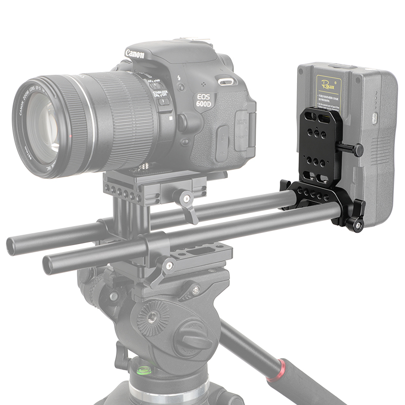 CAMVATE Compact V-Lock Female Quick Release Adapter With 15mm Railblock Rod Holder For Camera Cage Kit / Shoulder Rig