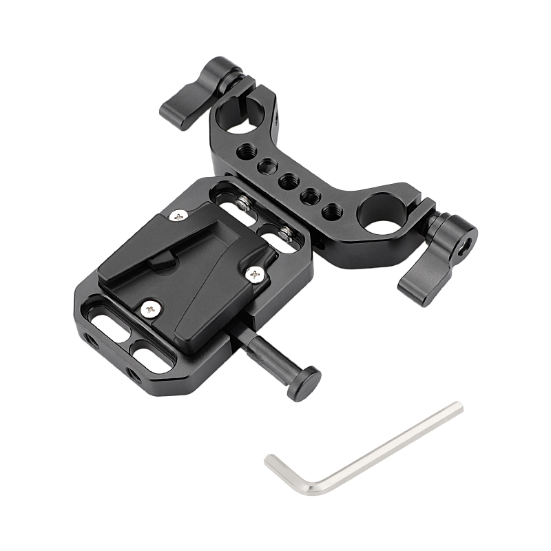 CAMVATE Compact V-Lock Female Quick Release Adapter With 15mm Railblock Rod Holder For Camera Cage Kit / Shoulder Rig