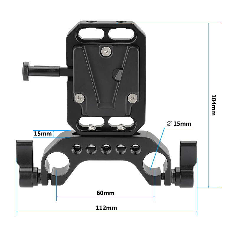 CAMVATE Compact V-Lock Female Quick Release Adapter With 15mm Railblock Rod Holder For Camera Cage Kit / Shoulder Rig
