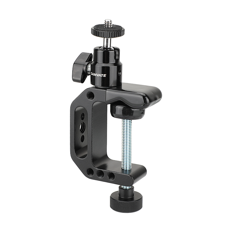 CAMVATE Multiple-function C Clamp Desktop Holder With Adjustable 1/4"-20 Ball Head Mount For Photographic Accessories