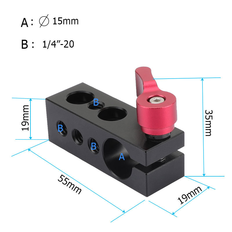 CAMVATE 15mm Rod Clamp Holder w/ 1/4" Thread for DSLR Rig Rail Support Magic Arm Monitor