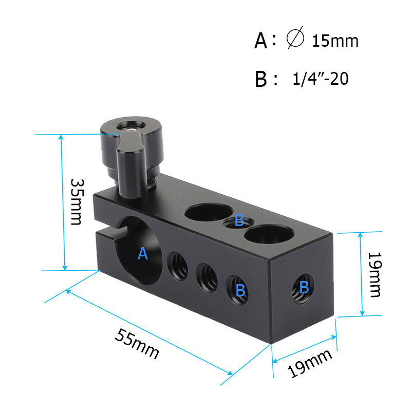 CAMVATE 1/4" Thread 15mm Rod Clamp fr SLR Camera Support Rig Monitor LED Handle Grip