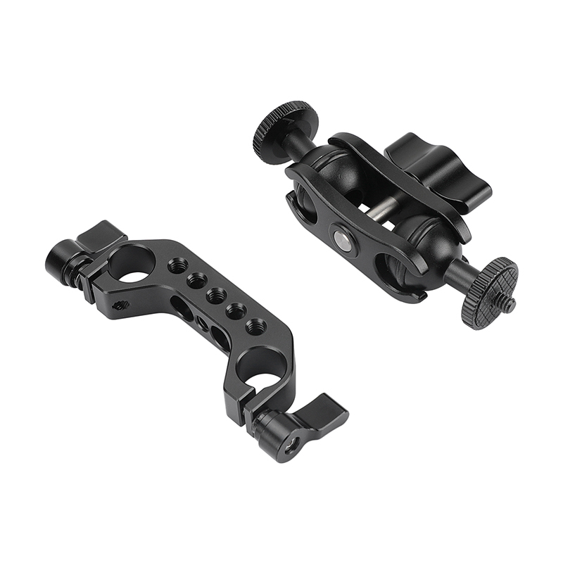 CAMVATE 15mm Railblock Rod Clamp + Adjustable 1/4"-20 Ball Head Magic Arm Adapter For Monitor / LED Flashlight