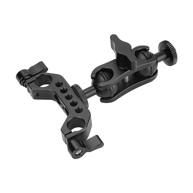 CAMVATE 15mm Railblock Rod Clamp + Adjustable 1/4"-20 Ball Head Magic Arm Adapter For Monitor / LED Flashlight