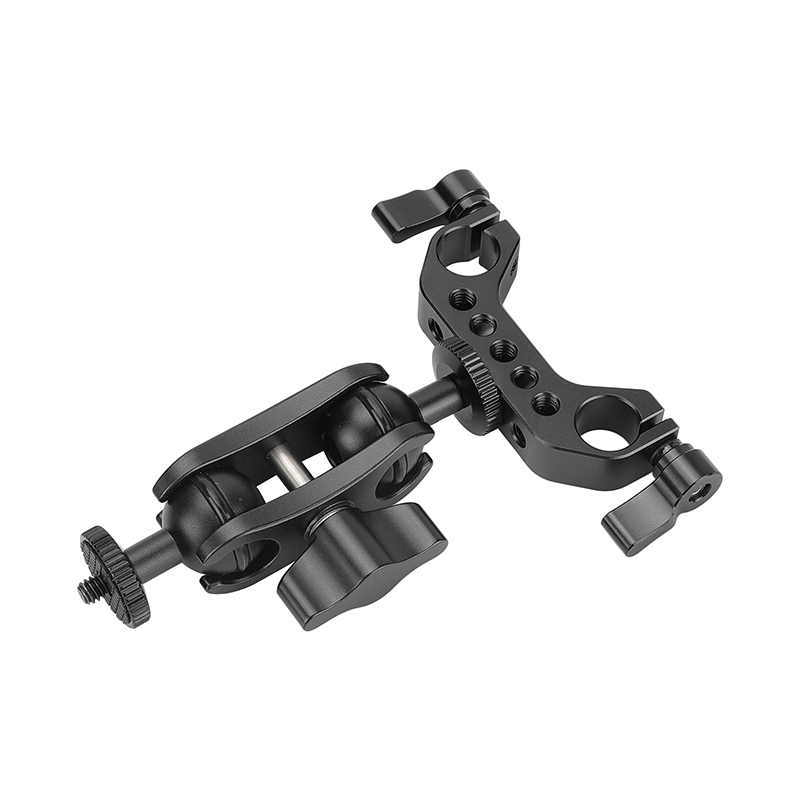 CAMVATE 15mm Railblock Rod Clamp + Adjustable 1/4"-20 Ball Head Magic Arm Adapter For Monitor / LED Flashlight