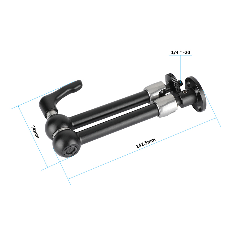 CAMVATE 11" Articulating Magic Arm With 1/4" Ball Heads & Strengthened Central Lock Knob + Circular Wall Mount Base
