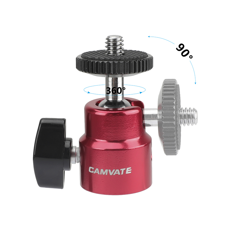 CAMVATE Versatile Ball Head Support (Red) With Double End 1/4"-20 Threads