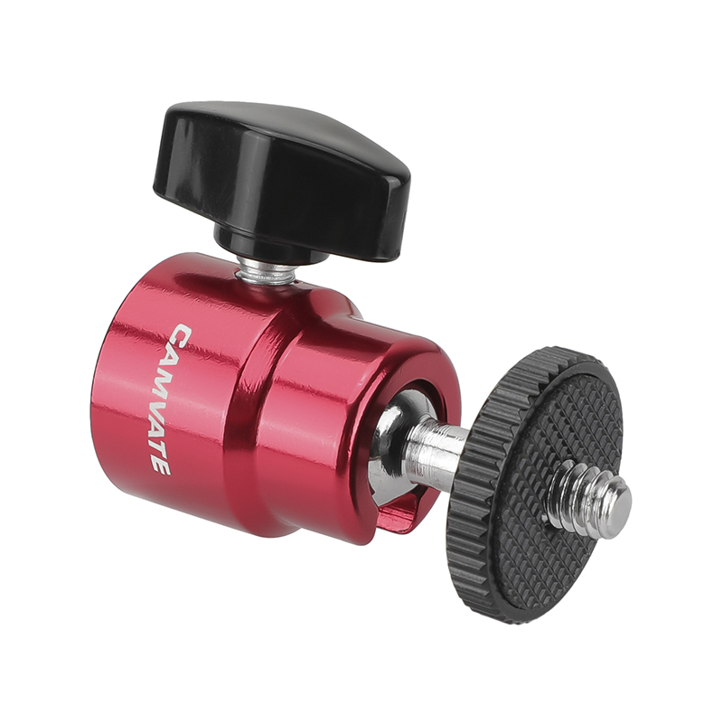 CAMVATE Versatile Ball Head Support (Red) With Double End 1/4"-20 Threads