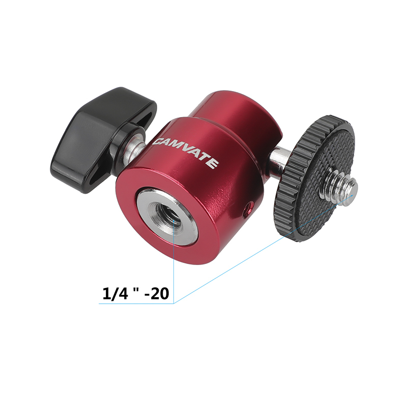 CAMVATE Versatile Ball Head Support (Red) With Double End 1/4"-20 Threads