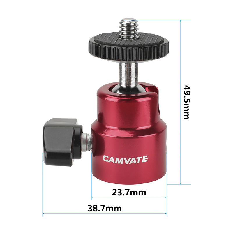 CAMVATE Versatile Ball Head Support (Red) With Double End 1/4"-20 Threads