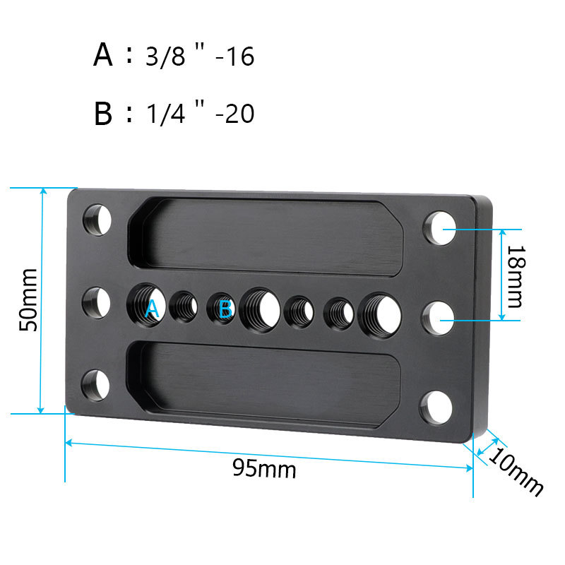 CAMVATE 1/4" & 3/8" Thread Cheese Baseplate Tripod Mounting Plate for Railblock DSLR Camera Cage Stabilizer