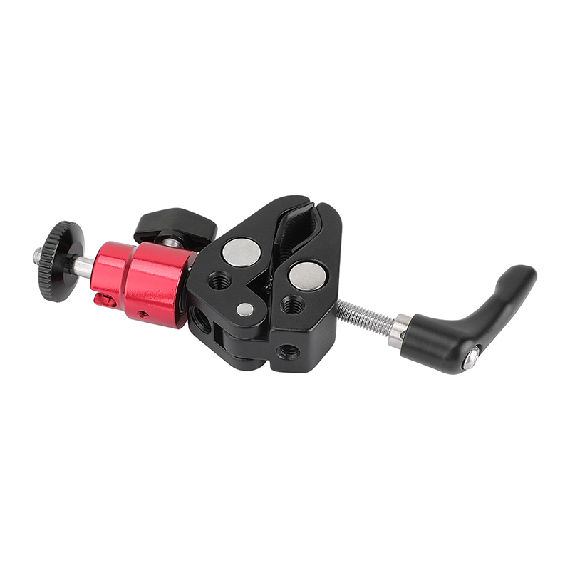 CAMVATE Universal Super Crab Gripper Clamp With Strengthened Screw Knob + Adjustable 1/4"-20 Ball Head Support (Red) Holder