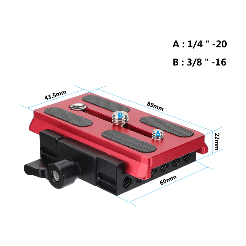 CAMVATE Manfrotto Type Quick Release Base Clamping Plate And Sliding Plate Camera Mount (Red Color)